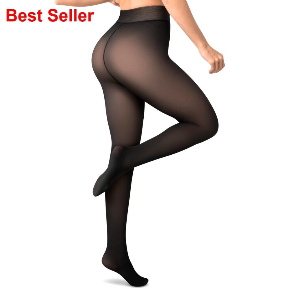 Fleece-Lined Winter Tights, High Waist, S-XL Plus, Warm Workout Leggings
